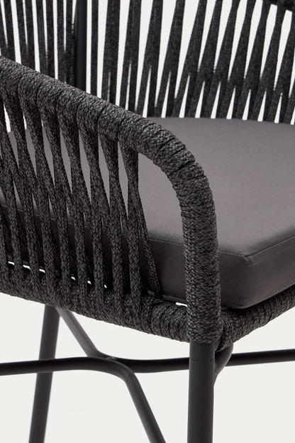 ARIANA BLACK ROPE STOOL WITH GALVANISED STEEL LEGS
