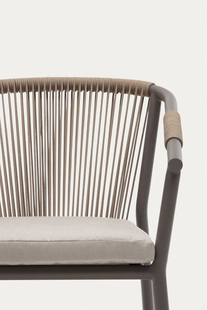 AVERY STACKABLE CHAIR IN METAL AND BROWN CORD