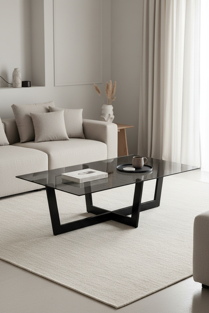 WINNIE BLACK GLASS COFFEE TABLE