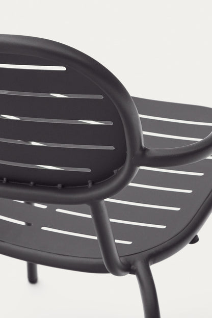 GAIA STACKABLE OUTDOOR CHAIR WITH ARMRESTS IN DARK GREY GALVANISED STEEL