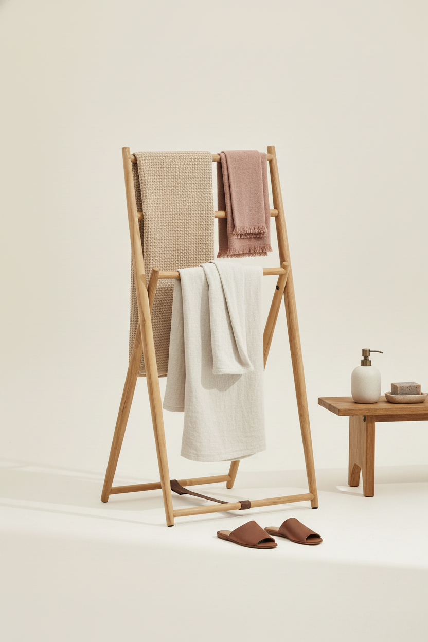 ROXANA TEAK WOOD TOWEL RACK