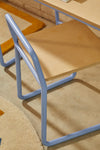 VERA ASH VENEER CHAIR WITH A BLUE METAL STRUCTURE