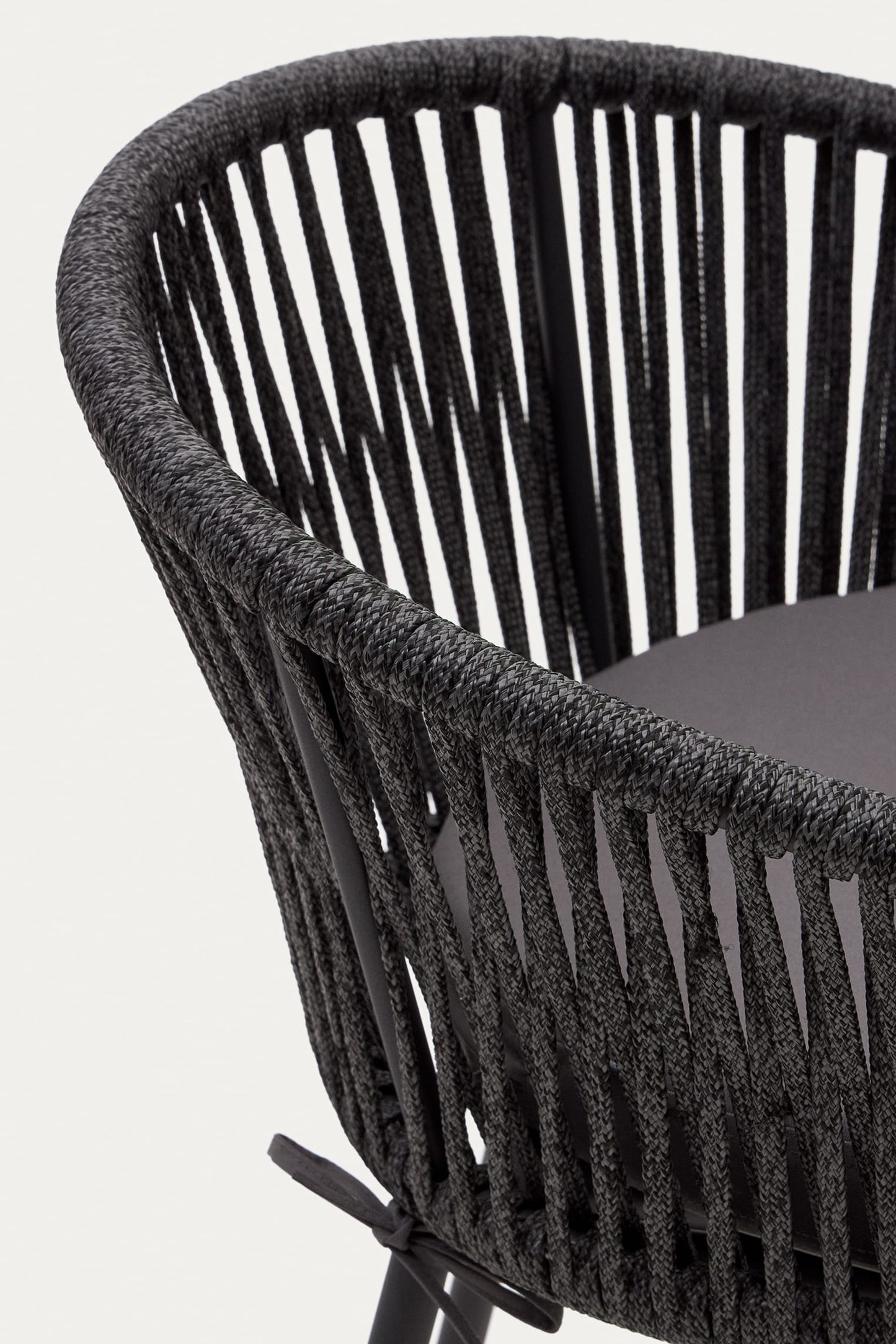 ARIANA BLACK ROPE STOOL WITH GALVANISED STEEL LEGS