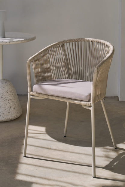 ARIANA WHITE ROPE CHAIR WITH GALVANISED STEEL LEGS