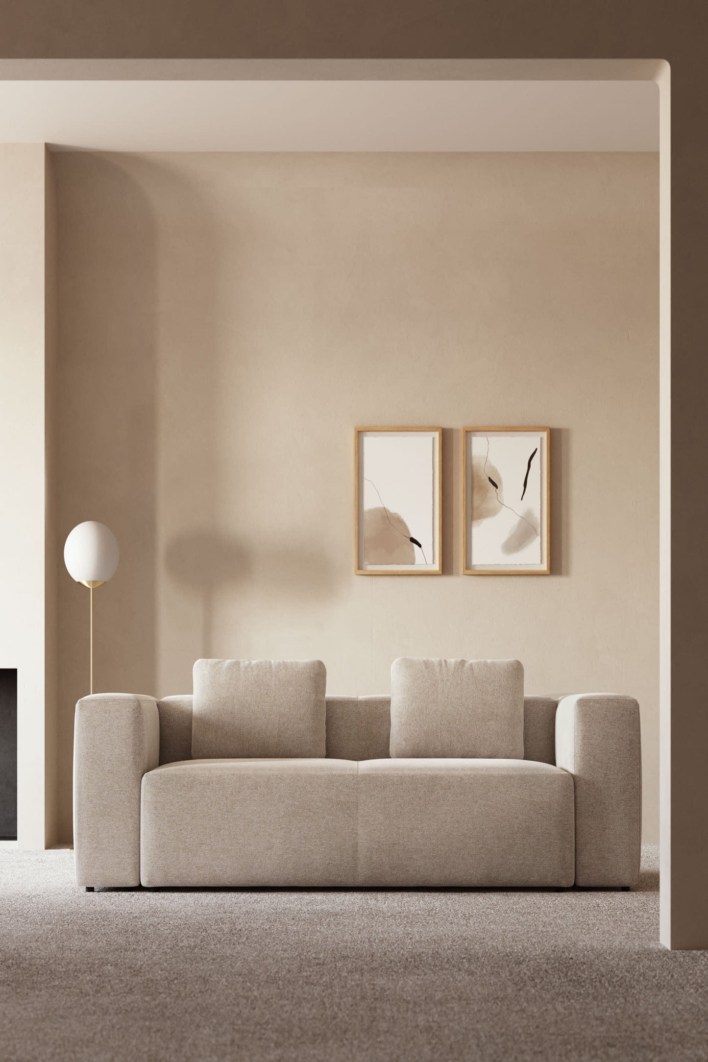 LILY 3 SEATER SOFA IN BEIGE