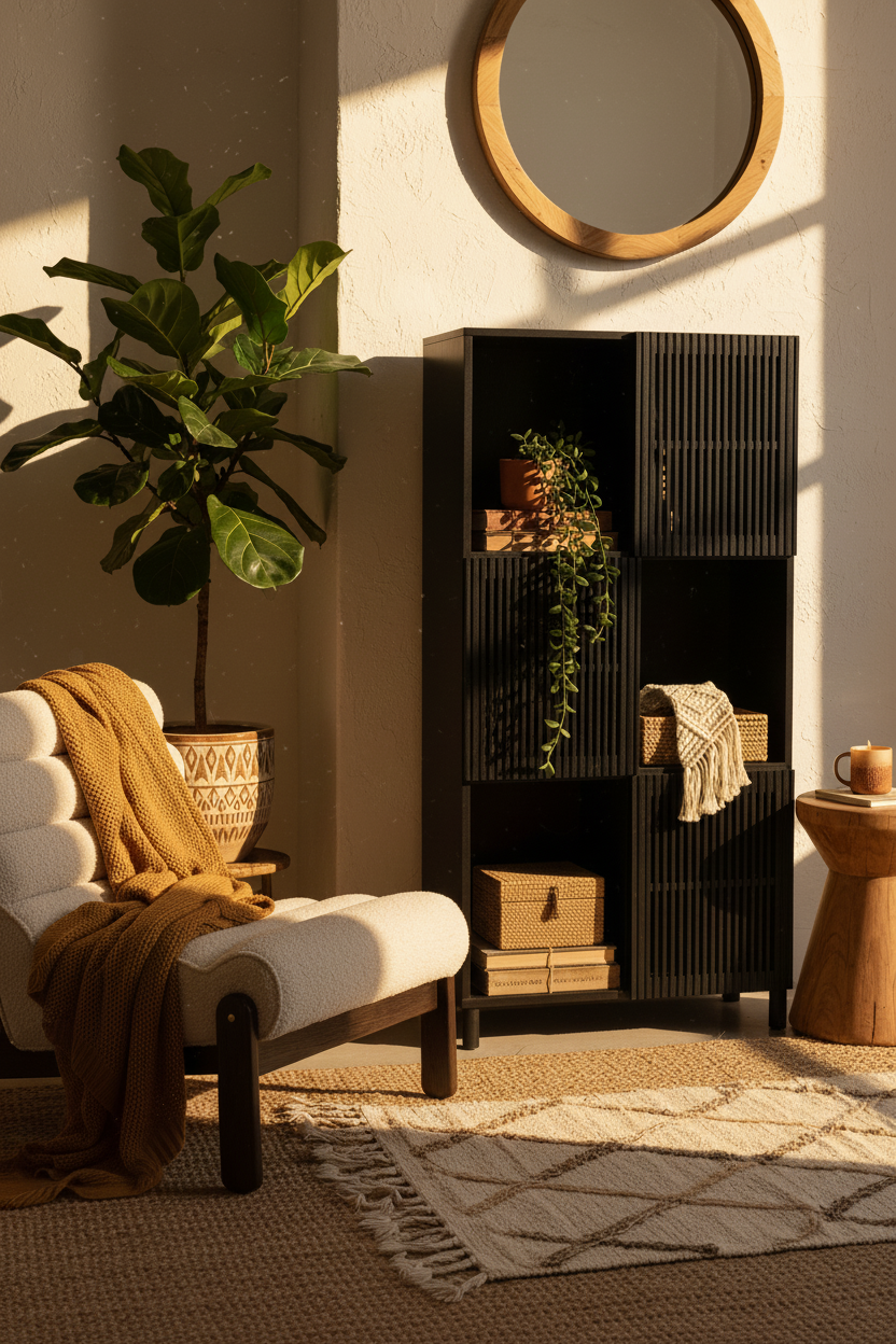 KIRA SHELF UNIT IN SOLID OAK WOOD AND OAK VENEER