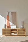 KIRA 2-DOOR TV STAND IN SOLID OAK WOOD AND OAK VENEER