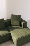 LILY 3 SEATER SOFA WITH RIGHT-HAND CHAISE LONGUE IN GREEN