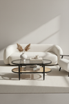 JOVIE COFFEE TABLE WITH TEMPERED GLASS AND NATURAL CANE