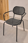 GAIA STACKABLE OUTDOOR CHAIR WITH ARMRESTS IN DARK GREY GALVANISED STEEL