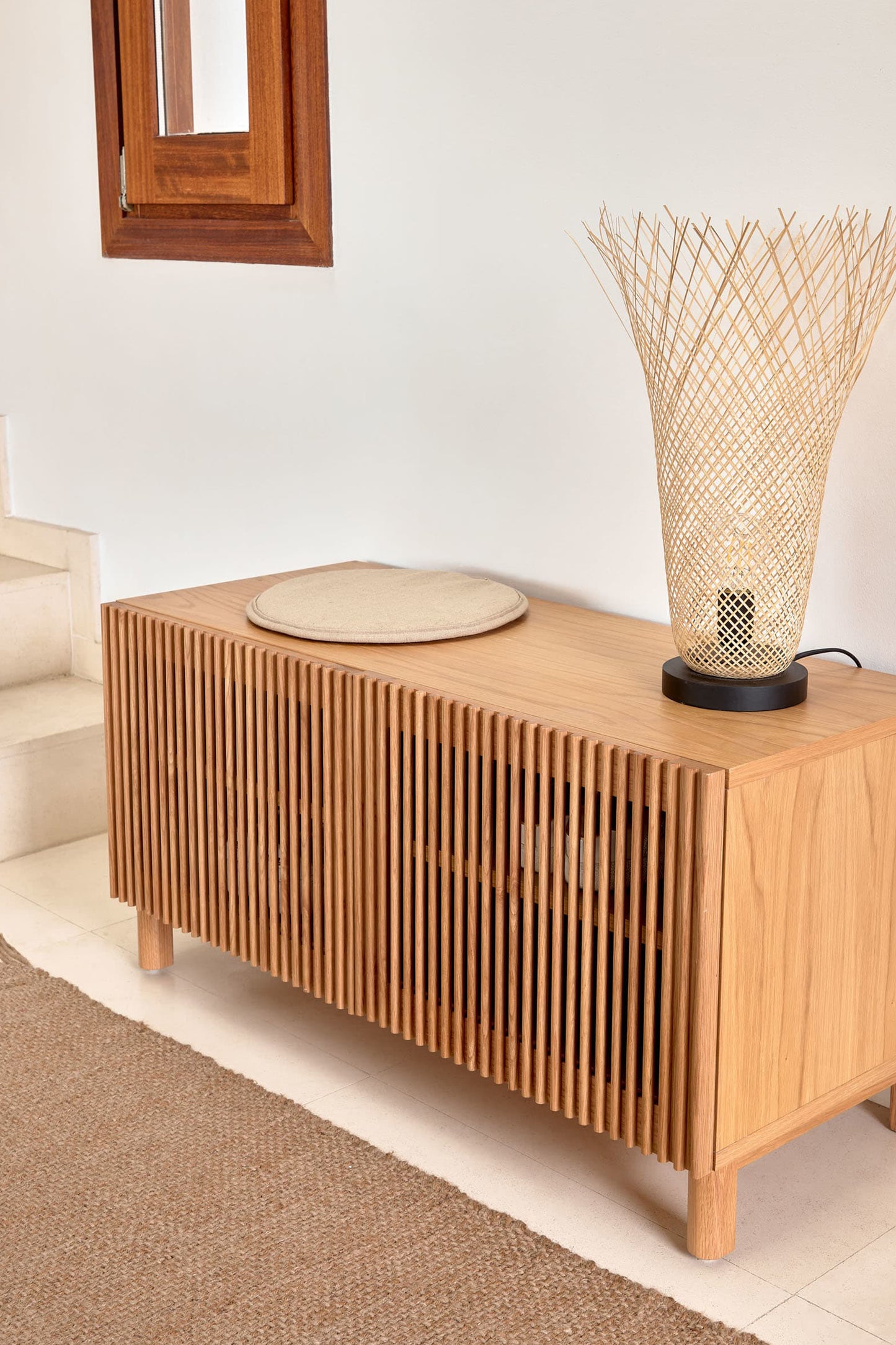 KIRA 2-DOOR SHOE RACK IN SOLID OAK WOOD AND OAK VENEER