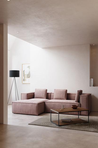 LILY 4 SEATER SOFA WITH LEFT-HAND CHAISE LONGUE IN PINK