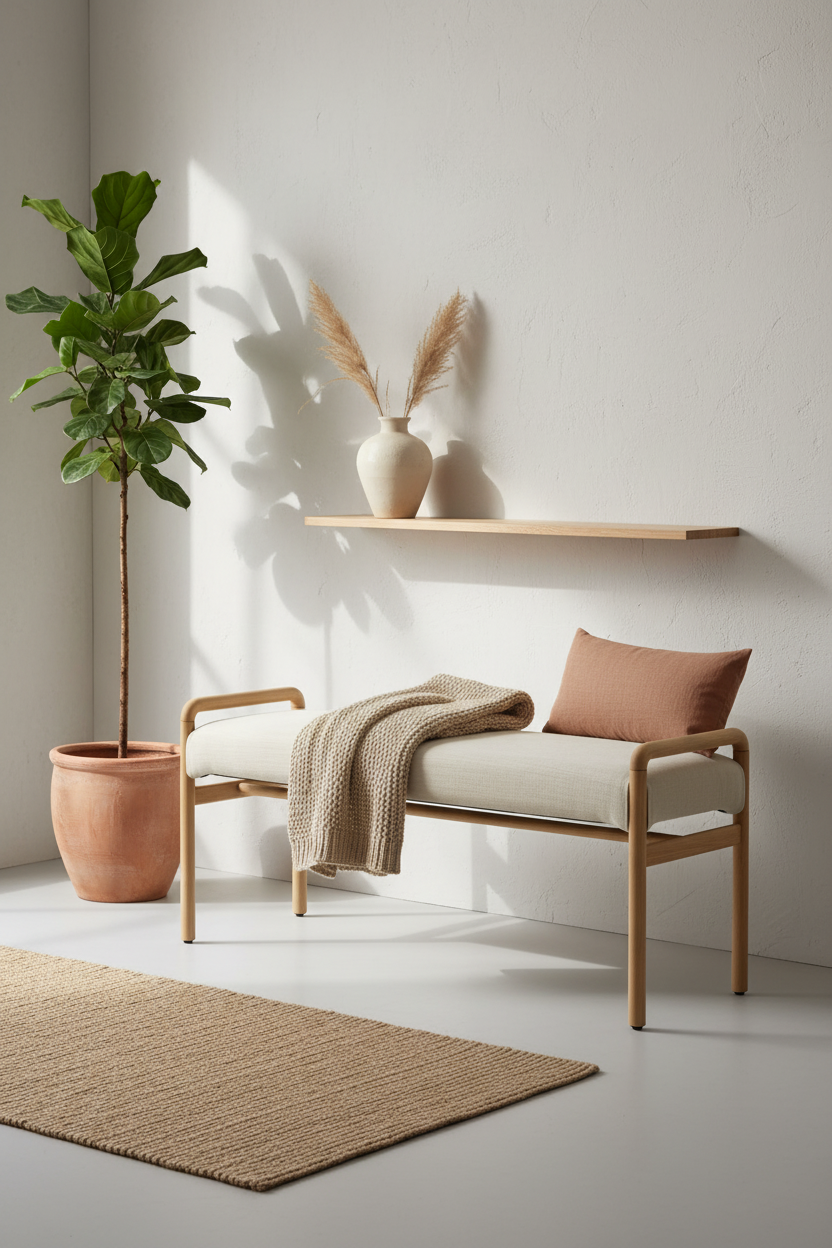 SKYLAR LIGHT BEIGE BENCH