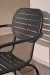 GAIA STACKABLE OUTDOOR CHAIR WITH ARMRESTS IN DARK GREY GALVANISED STEEL