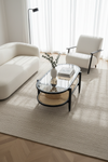JOVIE COFFEE TABLE WITH TEMPERED GLASS AND NATURAL CANE