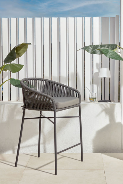 ARIANA BLACK ROPE STOOL WITH GALVANISED STEEL LEGS
