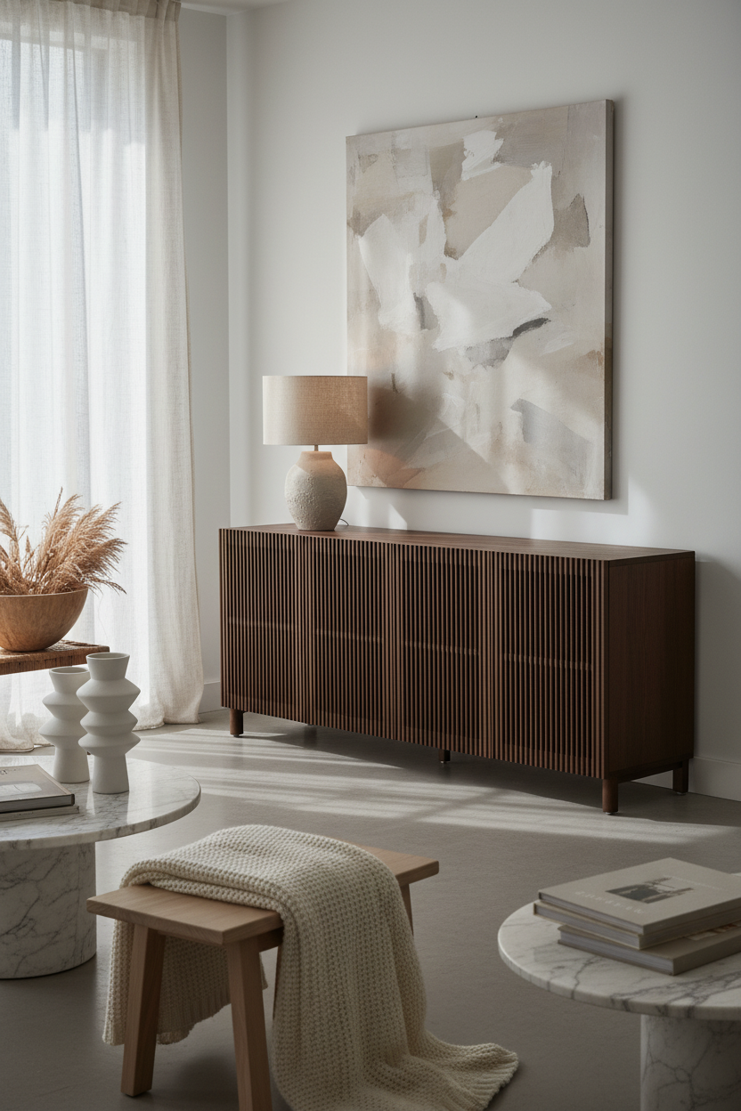 KIRA SIDEBOARD IN OAK VENEER AND SOLID OAK WOOD WITH WALNUT FINISH