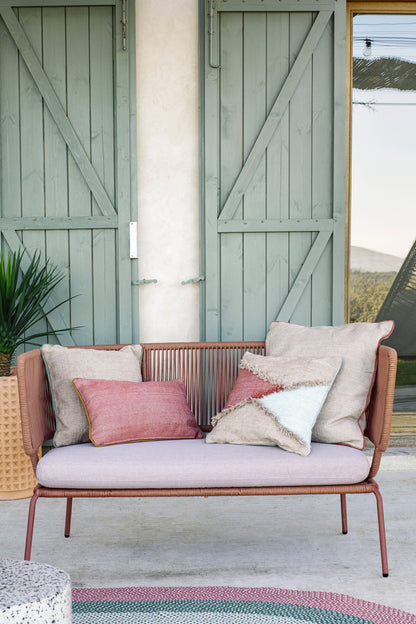 ELIZA 2 SEATER SOFA IN RED CORD WITH GALVANISED STEEL LEGS