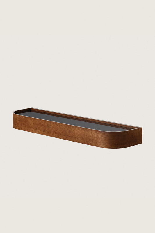 DARK BROWN NINA WOOD AND GLASS SHELF 80
