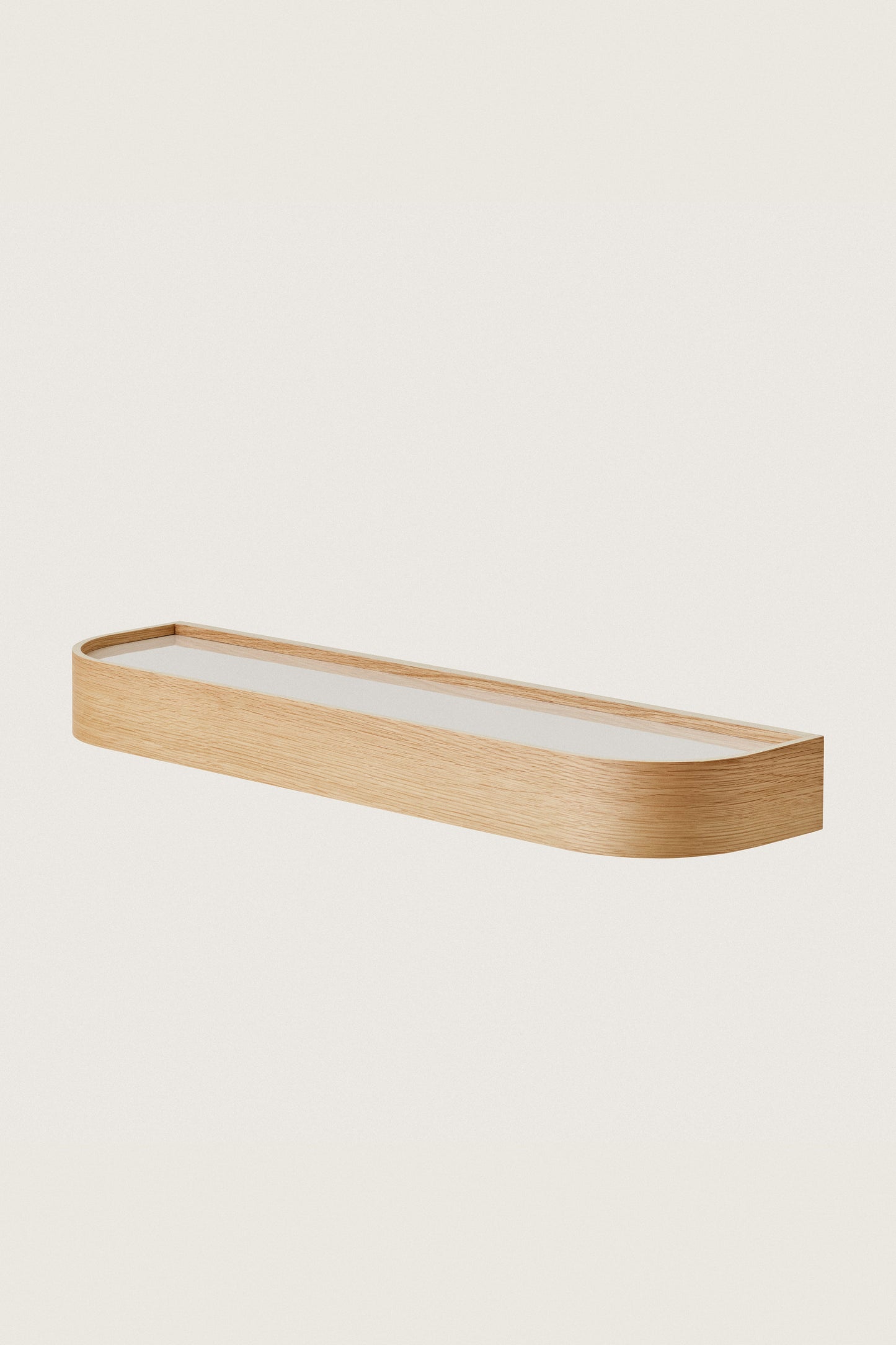 LIGHT BEIGE NINA WOOD AND GLASS SHELF 80