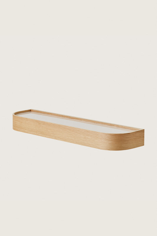 LIGHT BEIGE NINA WOOD AND GLASS SHELF 80