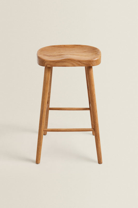 NATURAL OAK WOOD WAVE STOOL