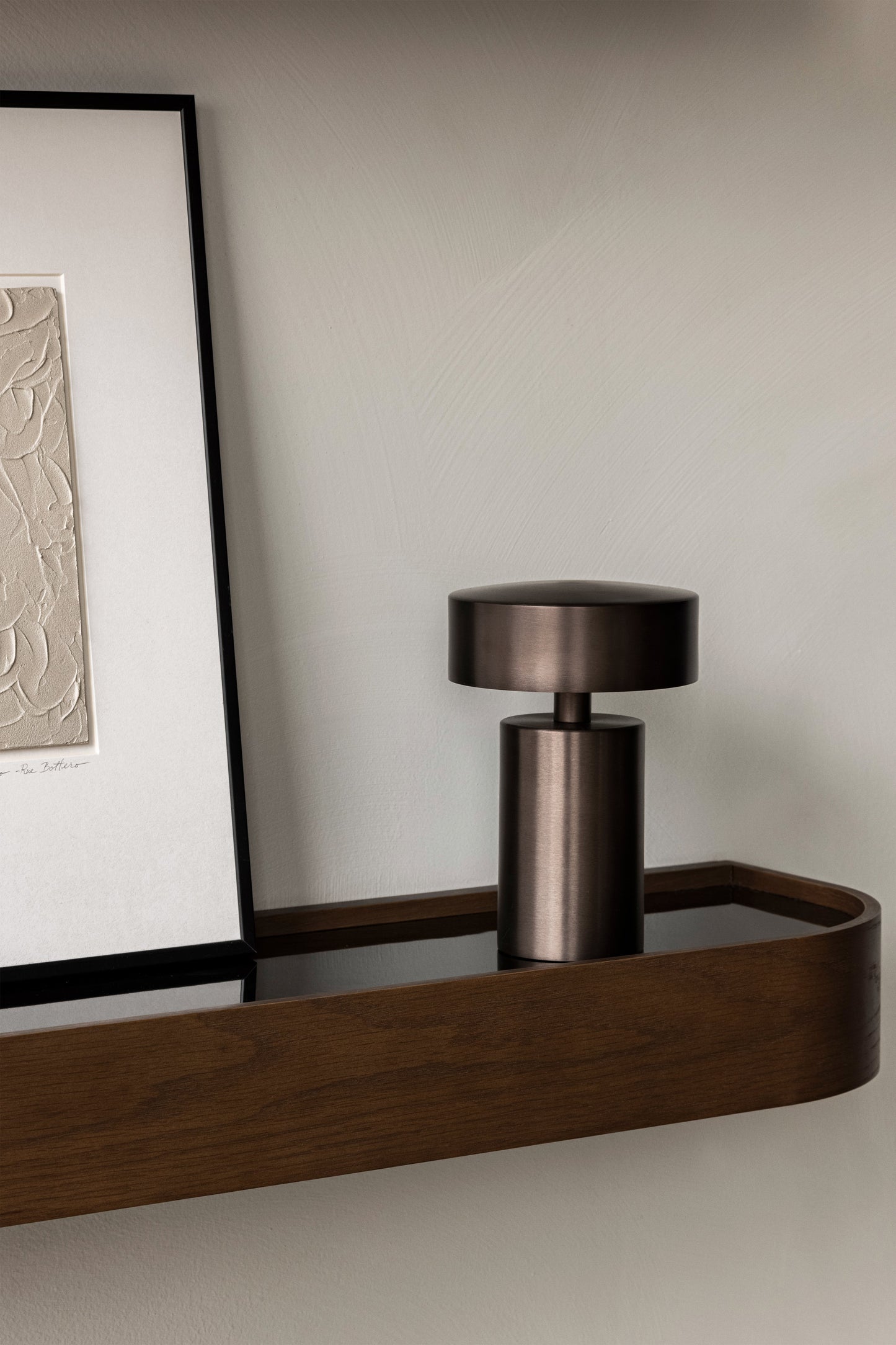 DARK BROWN NINA WOOD AND GLASS SHELF 50