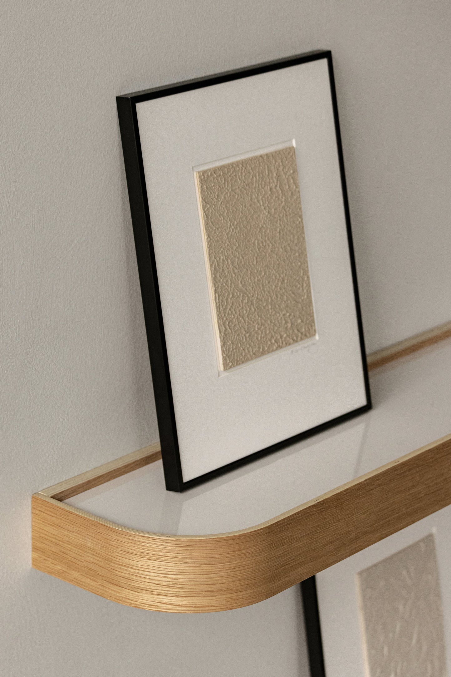 LIGHT BEIGE NINA WOOD AND GLASS SHELF 50