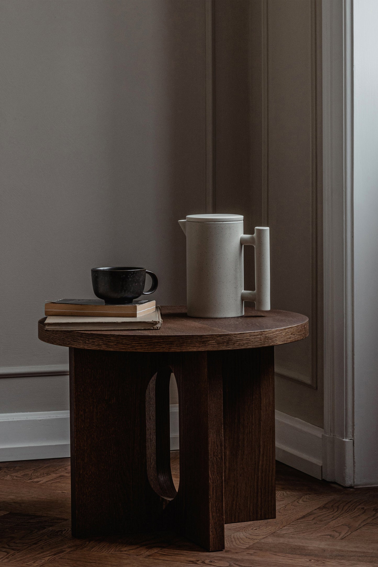 CIRCULAR WALNUT SIDE TABLE