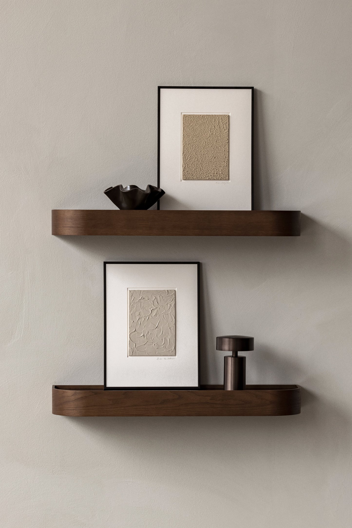 DARK BROWN NINA WOOD AND GLASS SHELF 80