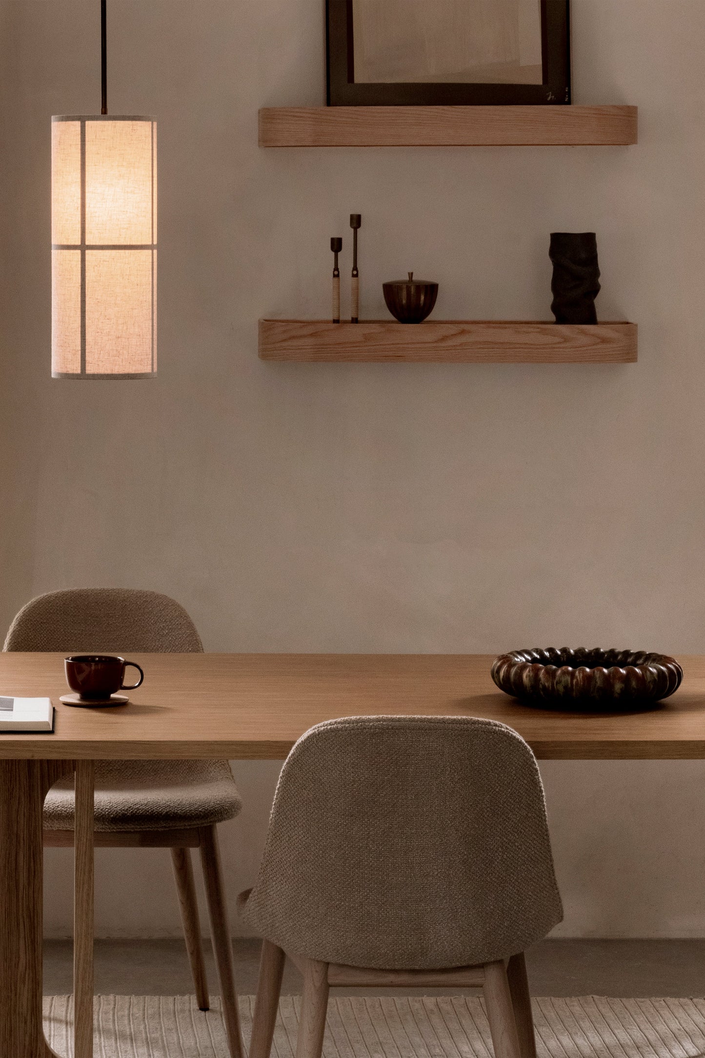 LIGHT BEIGE NINA WOOD AND GLASS SHELF 50