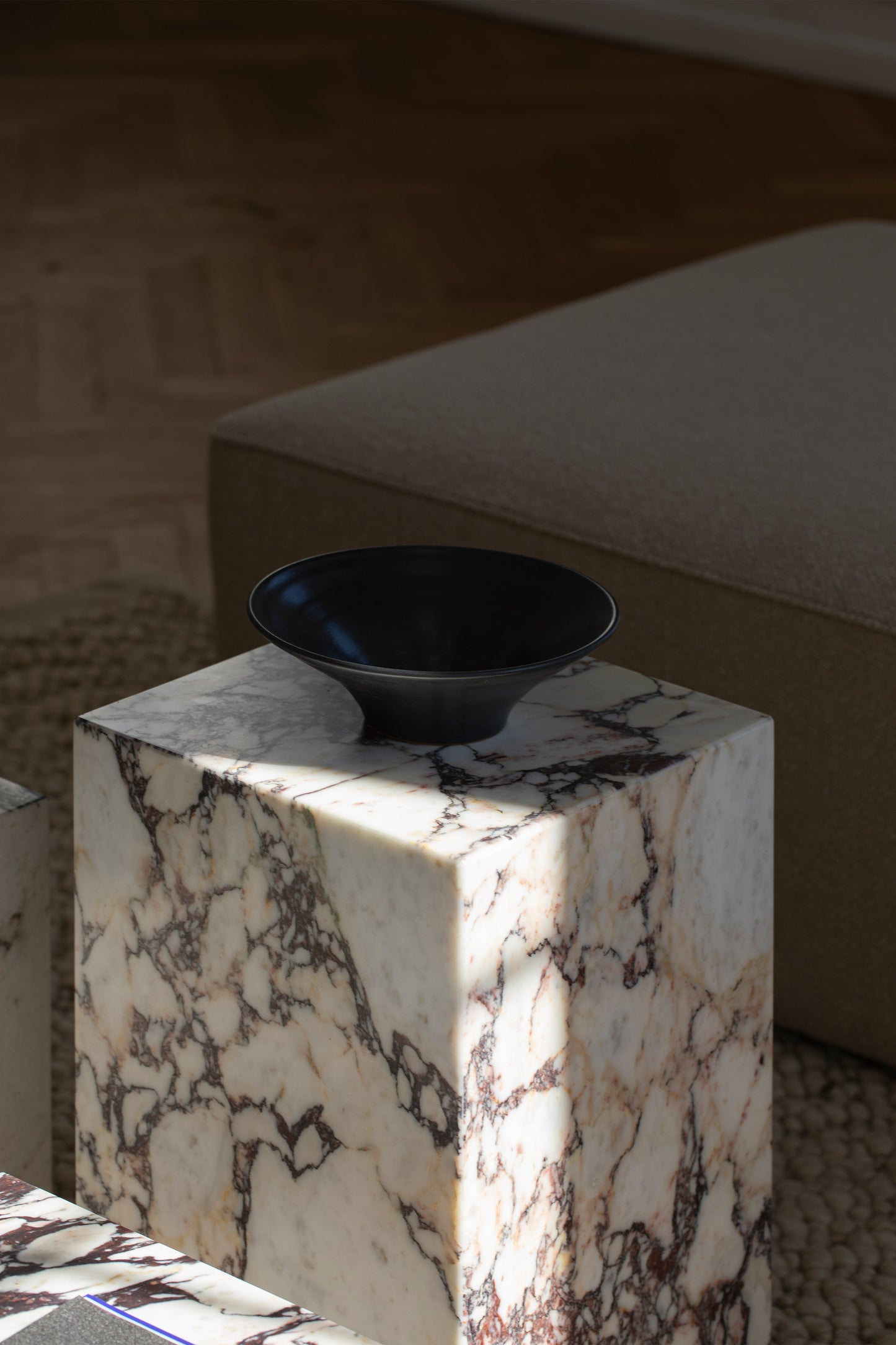 PLINTH TALL CALACATTA SIDE TABLE